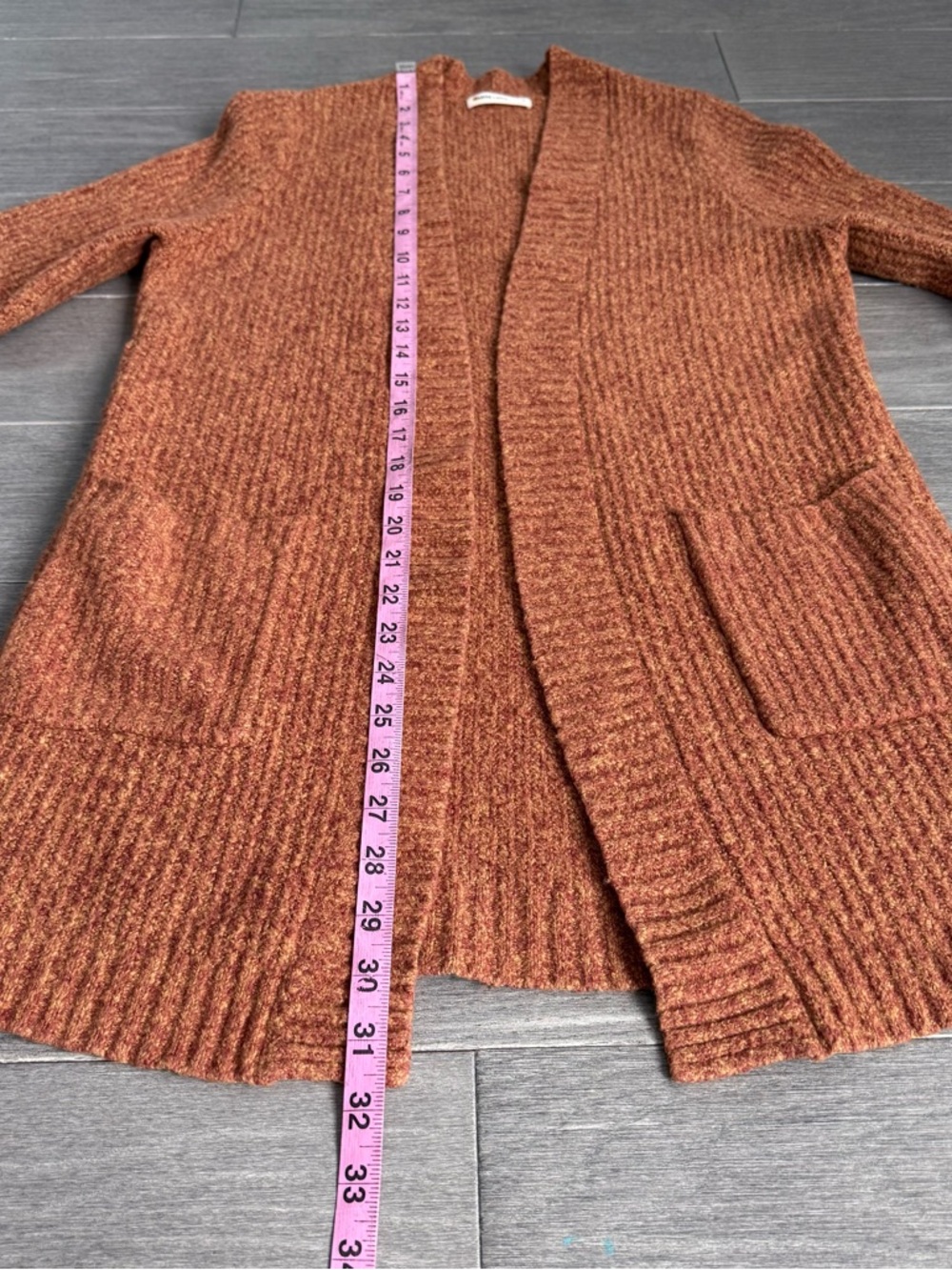 Marine Layer Ontario Cardigan Rust Orange S Cozy Open Front Cotton Blend Sweater - Picture 15 of 15
